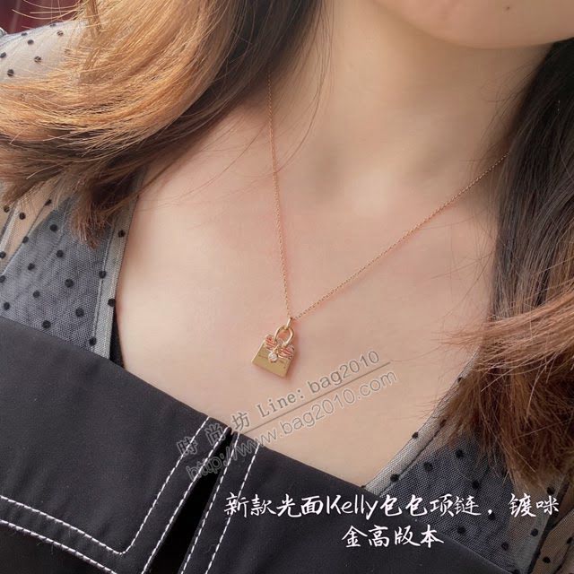 Hermes首飾品 新款925鍍咪金凱莉包包項鏈 Hermes原版Kelly項鏈  zgh1504